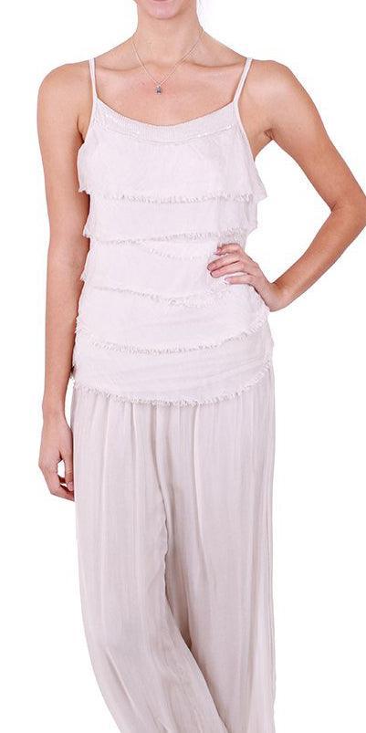 Pisa Spaghetti Strap Top - Gigi Moda - Made in Italy # 100% Silk, Blouse, free shipping, Made in Italy, one size, Silk, Sleeveless, summer, Top