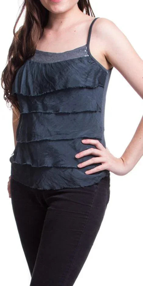 Pisa Spaghetti Strap Top - Gigi Moda - Made in Italy # 100% Silk, Blouse, free shipping, Made in Italy, one size, Silk, Sleeveless, summer, Top