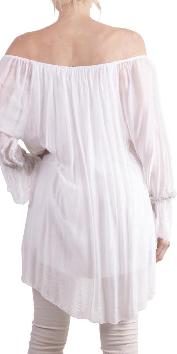 Manarola Blouse - Gigi Moda - Made in Italy # Blouse, Gigi Moda, italian top, Made in Italy, OS, resort wear, Silk, Sleeves, spring, summer, Top, viscose, washable