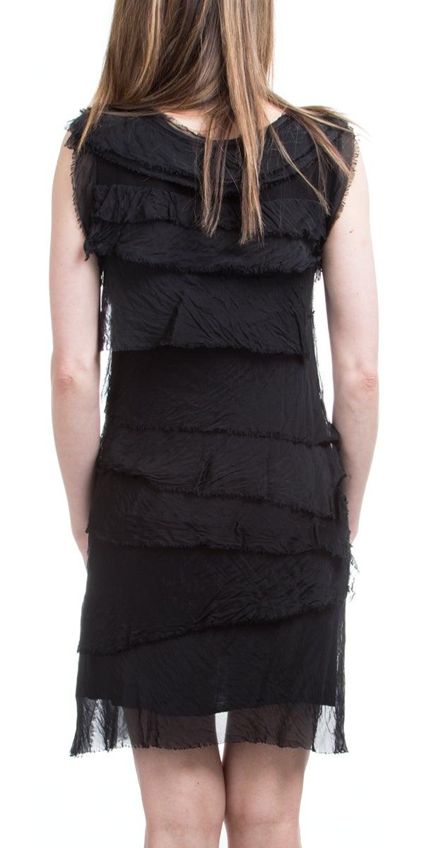 Siena Sleeveless Dress - Gigi Moda - Made in Italy # 100% Silk, ASSYMETRICAL RUFFLE DRESS, Dress, Gigi Moda, Made in Italy, MOB DRESS, MOD, MOG, MOG DRESS, MOTHER OF GROOM DRESS, MOTHER OF THE BRIDE DRESS, one size, OS, RUFFLE DRESS ITALY, RUFFLED DRESS, ruffles, RUFFLES DRESS, Silk, Sleeveless, SLEEVELESS DRESS, TIERED RUFFLED DRESS
