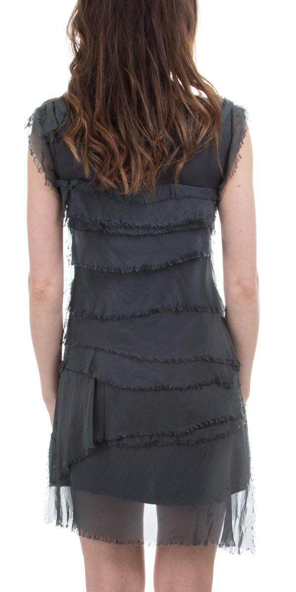 Siena Sleeveless Dress - Gigi Moda - Made in Italy # 100% Silk, ASSYMETRICAL RUFFLE DRESS, Dress, Gigi Moda, Made in Italy, MOB DRESS, MOD, MOG, MOG DRESS, MOTHER OF GROOM DRESS, MOTHER OF THE BRIDE DRESS, one size, OS, RUFFLE DRESS ITALY, RUFFLED DRESS, ruffles, RUFFLES DRESS, Silk, Sleeveless, SLEEVELESS DRESS, TIERED RUFFLED DRESS