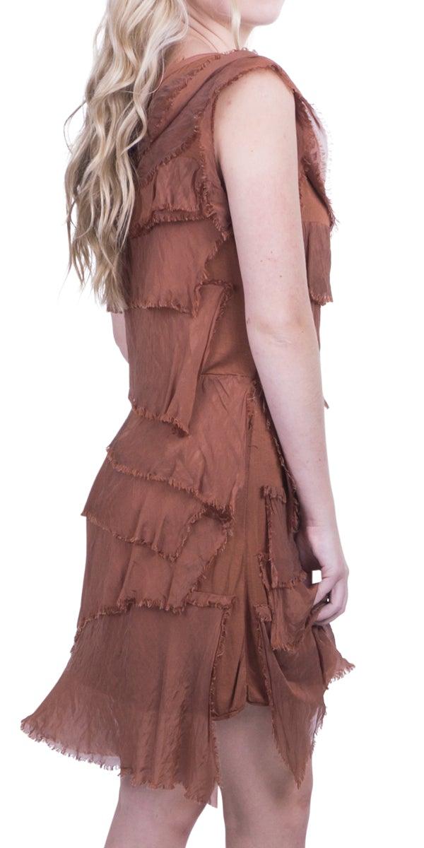 Siena Sleeveless Dress - Gigi Moda - Made in Italy # 100% Silk, ASSYMETRICAL RUFFLE DRESS, Dress, Gigi Moda, Made in Italy, MOB DRESS, MOD, MOG, MOG DRESS, MOTHER OF GROOM DRESS, MOTHER OF THE BRIDE DRESS, one size, OS, RUFFLE DRESS ITALY, RUFFLED DRESS, ruffles, RUFFLES DRESS, Silk, Sleeveless, SLEEVELESS DRESS, TIERED RUFFLED DRESS