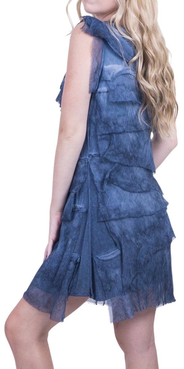 Siena Sleeveless Dress - Gigi Moda - Made in Italy # 100% Silk, ASSYMETRICAL RUFFLE DRESS, Dress, Gigi Moda, Made in Italy, MOB DRESS, MOD, MOG, MOG DRESS, MOTHER OF GROOM DRESS, MOTHER OF THE BRIDE DRESS, one size, OS, RUFFLE DRESS ITALY, RUFFLED DRESS, ruffles, RUFFLES DRESS, Silk, Sleeveless, SLEEVELESS DRESS, TIERED RUFFLED DRESS