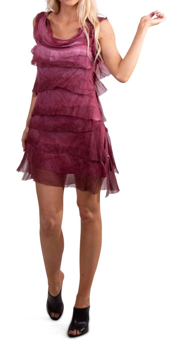 Siena Sleeveless Dress - Gigi Moda - Made in Italy # 100% Silk, ASSYMETRICAL RUFFLE DRESS, Dress, Gigi Moda, Made in Italy, MOB DRESS, MOD, MOG, MOG DRESS, MOTHER OF GROOM DRESS, MOTHER OF THE BRIDE DRESS, one size, OS, RUFFLE DRESS ITALY, RUFFLED DRESS, ruffles, RUFFLES DRESS, Silk, Sleeveless, SLEEVELESS DRESS, TIERED RUFFLED DRESS