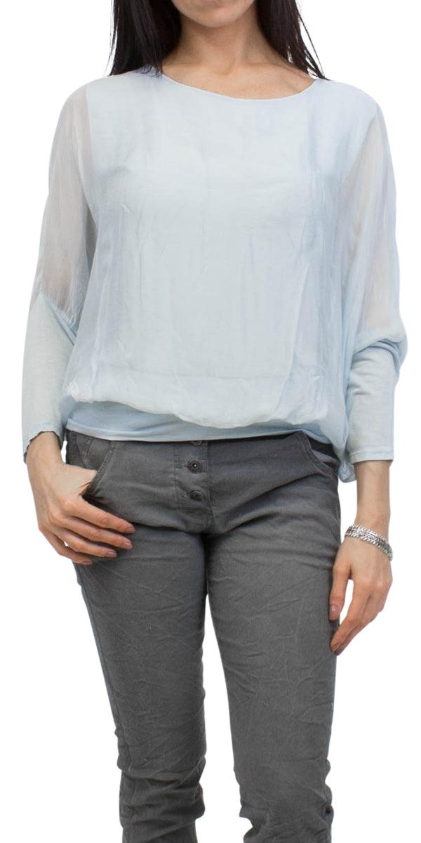 Daphna Blouse - Gigi Moda - Made in Italy # 100% Silk, Blouse, free shipping, Gigi Moda, italian top, Made in Italy, OS, resort, resort wear, Silk, Sleeves, Top, washable