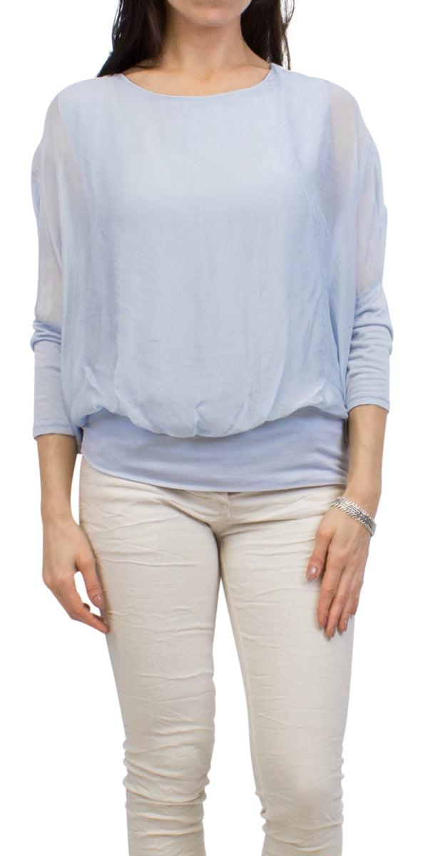 Daphna Blouse - Gigi Moda - Made in Italy # 100% Silk, Blouse, free shipping, Gigi Moda, italian top, Made in Italy, OS, resort, resort wear, Silk, Sleeves, Top, washable