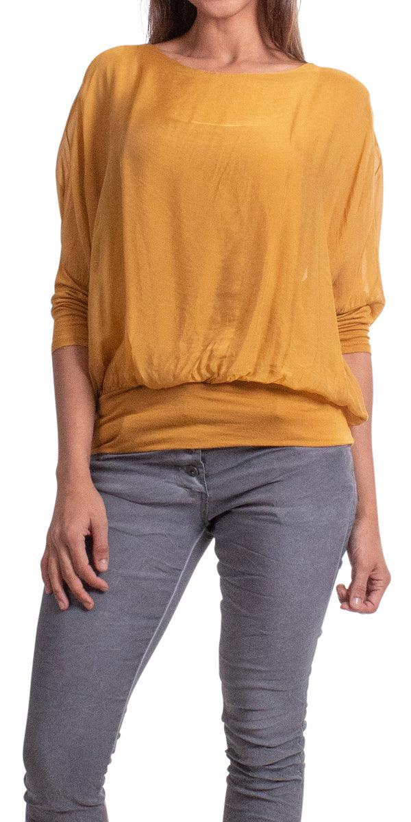 Daphna Blouse - Gigi Moda - Made in Italy # 100% Silk, Blouse, free shipping, Gigi Moda, italian top, Made in Italy, OS, resort, resort wear, Silk, Sleeves, Top, washable