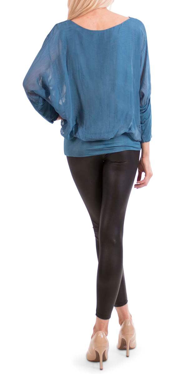 Daphna Blouse - Gigi Moda - Made in Italy # 100% Silk, Blouse, free shipping, Gigi Moda, italian top, Made in Italy, OS, resort, resort wear, Silk, Sleeves, Top, washable