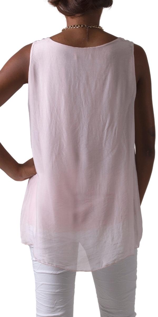 Fernanda Silk Top - Gigi Moda - Made in Italy # 100% Silk, Blouse, italian blouse, italian tank top, italian top, Made in Italy, OS, resort wear, Silk, silk blouse, silk tank, Sleeveless, sleeveless top, Tank Top, Top