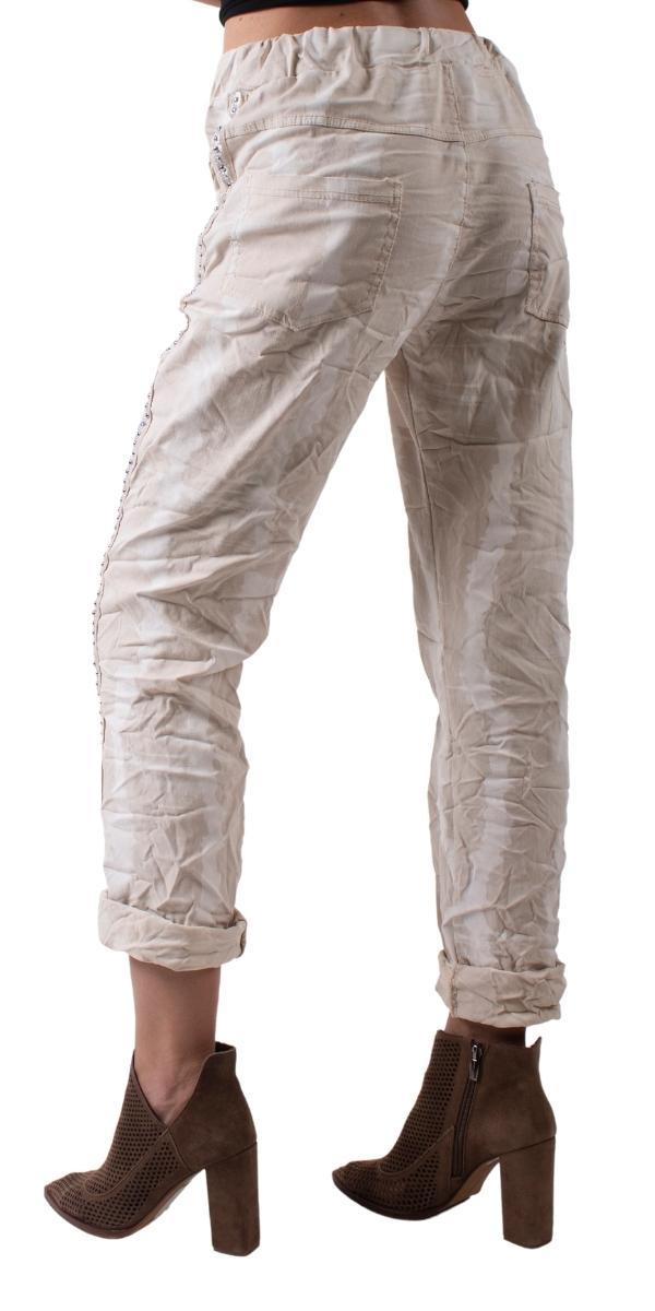 Caterina Striped Tie Dye Pants - Gigi Moda - Made in Italy # blue, comfortable, comfy, cotton, cropped, gigi moda, gray, hot pink, made in italy, olive, pant, pants, silver stud, solid color, stretchy, stripes, tie at waist, Tie Dye, white