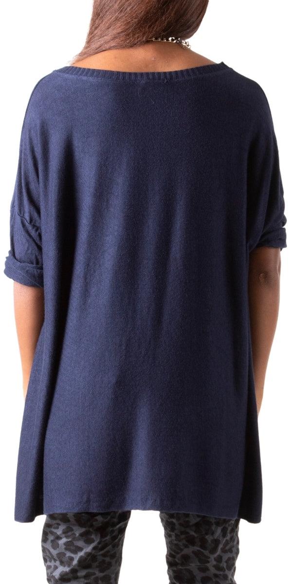 Costanza Top - Gigi Moda - Made in Italy # Gigi Moda, high low, knit sweater, Long Sleeve, Made in Italy, Round Neck, Sweater, Top