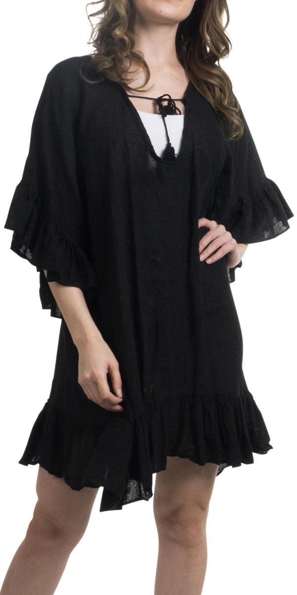 Atalia Tunic - Gigi Moda - Made in Italy # Cotton, Dress, Gigi Moda, Linen, Made in Italy, one size, OS, ruffle dress