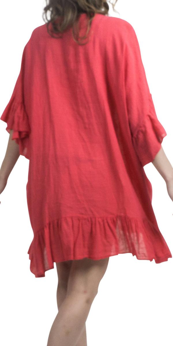 Atalia Tunic - Gigi Moda - Made in Italy # Cotton, Dress, Gigi Moda, Linen, Made in Italy, one size, OS, ruffle dress