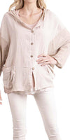 Gineria Hoodie - Shop Gigi Moda - Made in Italy # button, Cotton, Gigi Moda, Linen, Made in Italy, Pockets, Spring, Washable