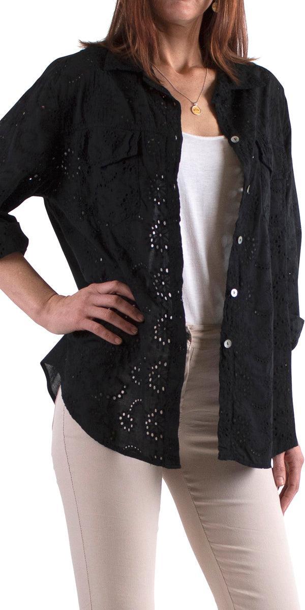 Occhiello Button Down Shirt - Gigi Moda - Made in Italy # 100% Cotton, button down, collared, eyelet, front pockets, Gigi Moda, italian apparel, italian brand, Italian Clothing, italian shirt, Made in Italy, online shopping, OS, shirt, shop gigi moda, Top