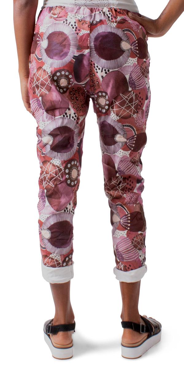 Cerchio Tie-Waist Pants - Gigi Moda - Made in Italy # circle print, COMFY PANTS, Cropped pants, faux suede, gigi moda, gigi moda. made in italy, Italian pant, Made in Italy, Pants, STRETCHY PANT, Tie waist