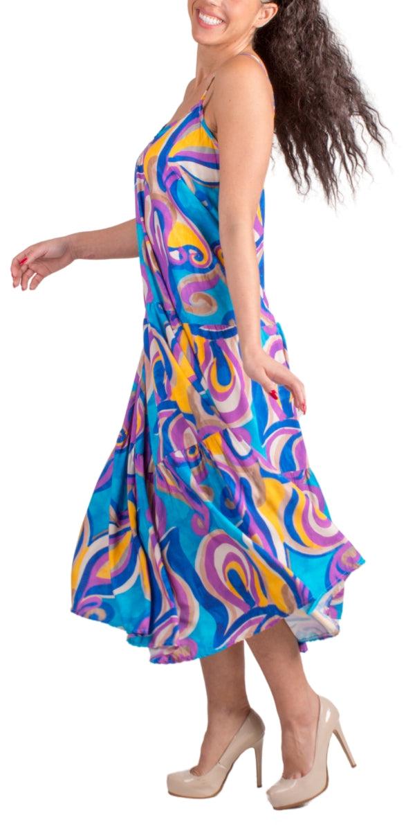 Tessa Dress - Gigi Moda - Made in Italy # abstract print, Dress, Gigi Moda, Made in Italy, Maxi, Maxi Dress, Spaghetti Strap, spaghetti strap dress, Spaghetti Straps, Tiered, tiered ruffle