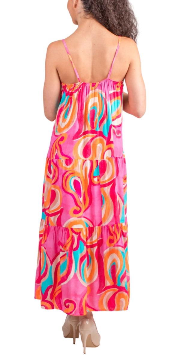Tessa Dress - Gigi Moda - Made in Italy # abstract print, Dress, Gigi Moda, Made in Italy, Maxi, Maxi Dress, Spaghetti Strap, spaghetti strap dress, Spaghetti Straps, Tiered, tiered ruffle