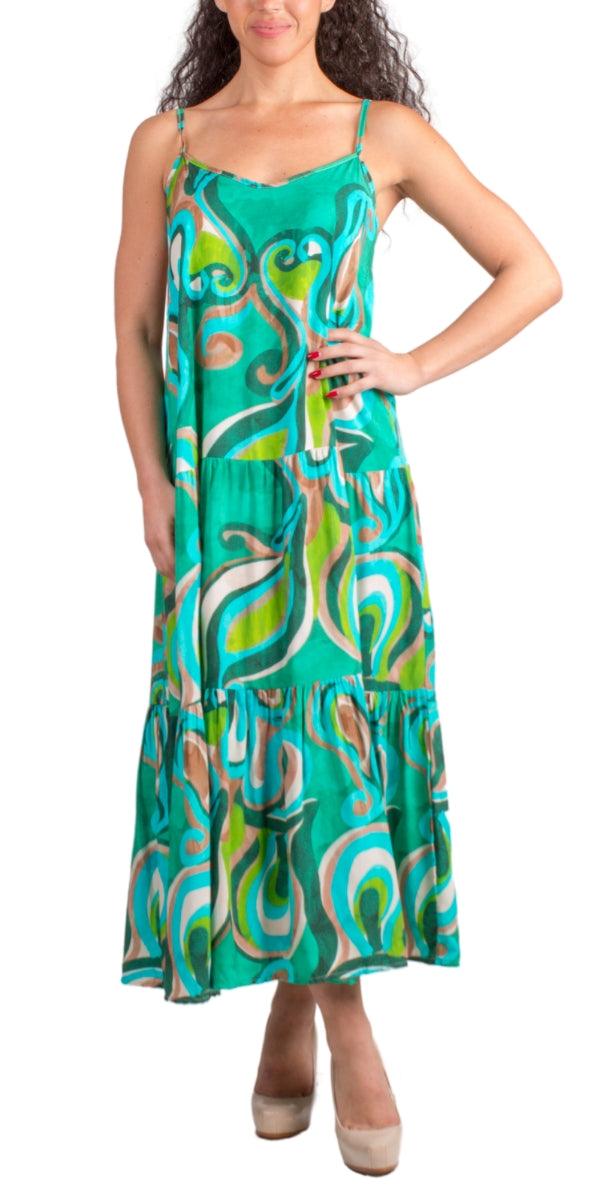 Tessa Dress - Gigi Moda - Made in Italy # abstract print, Dress, Gigi Moda, Made in Italy, Maxi, Maxi Dress, Spaghetti Strap, spaghetti strap dress, Spaghetti Straps, Tiered, tiered ruffle