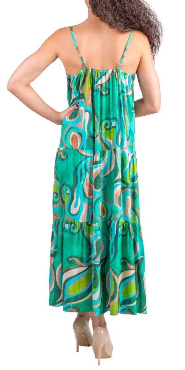 Tessa Dress - Gigi Moda - Made in Italy # abstract print, Dress, Gigi Moda, Made in Italy, Maxi, Maxi Dress, Spaghetti Strap, spaghetti strap dress, Spaghetti Straps, Tiered, tiered ruffle