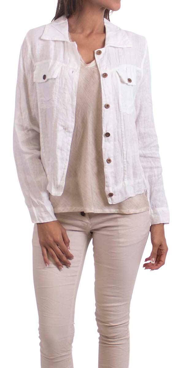 Lorenzo Linen Jacket - Gigi Moda - Made in Italy # 100% Linen, button down, clothing for women, front pockets, Gigi Moda, italian apparel, Jacket, Linen jacket, Made in Italy, OS, solid color, Top, washable