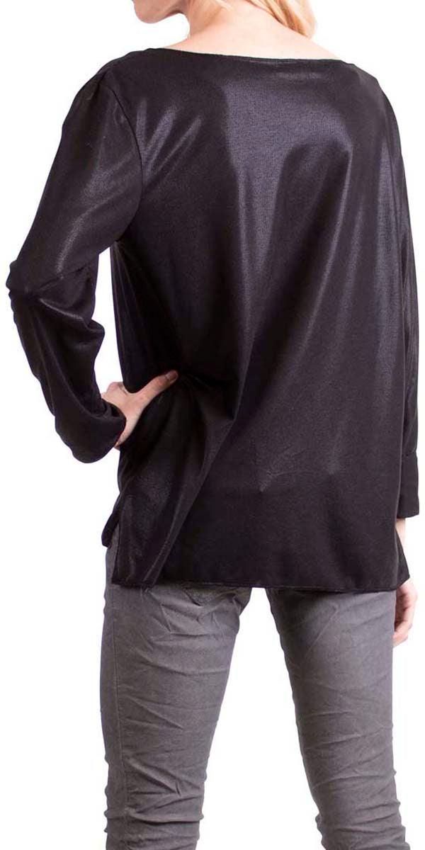 Val V-Neck Shiny Blouse - Gigi Moda - Made in Italy # fall, italian top, Made in Italy, Sleeves, Top