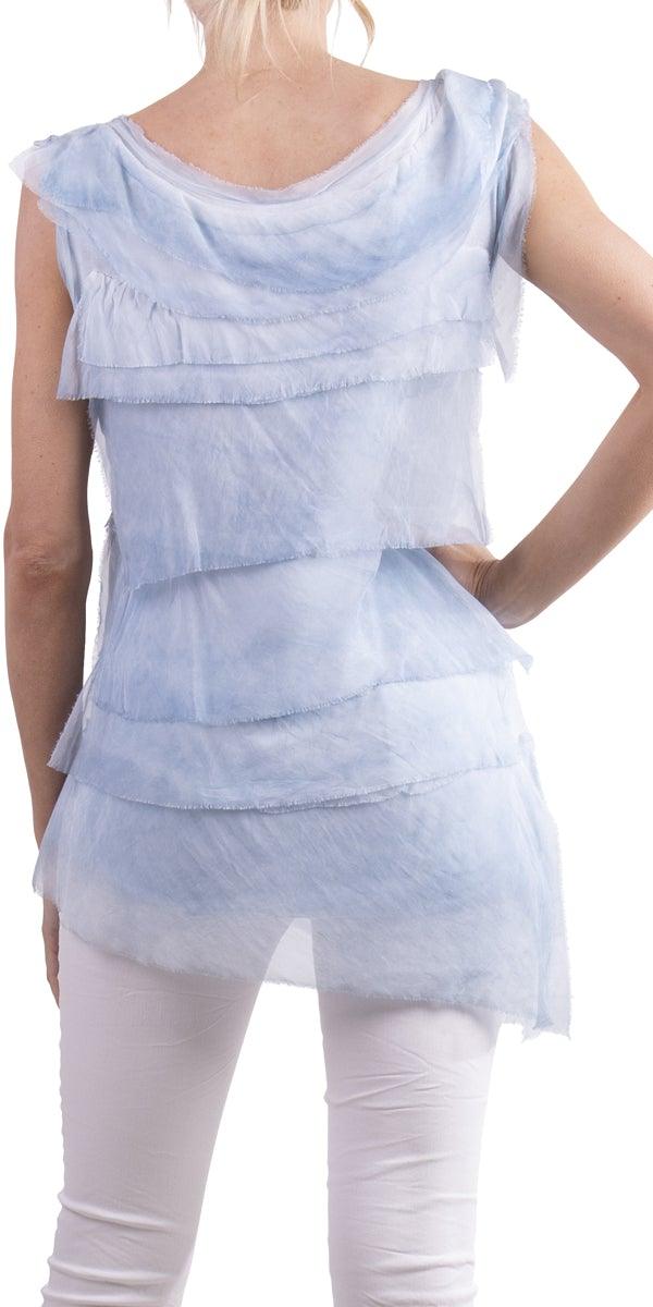 Siena Sleeveless Top - Gigi Moda - Made in Italy # Blouse, Gigi Moda, Made in Italy, one size, OS, Ruffle, Silk, Sleeveless, Top