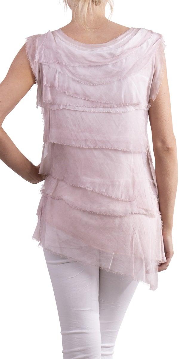 Siena Sleeveless Top - Gigi Moda - Made in Italy # Blouse, Gigi Moda, Made in Italy, one size, OS, Ruffle, Silk, Sleeveless, Top