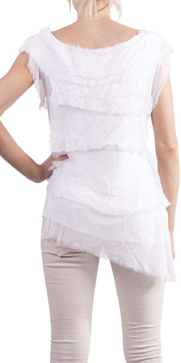 Siena Sleeveless Top - Gigi Moda - Made in Italy # Blouse, Gigi Moda, Made in Italy, one size, OS, Ruffle, Silk, Sleeveless, Top