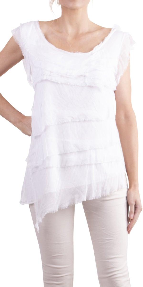 Siena Sleeveless Top - Gigi Moda - Made in Italy # Blouse, Gigi Moda, Made in Italy, one size, OS, Ruffle, Silk, Sleeveless, Top