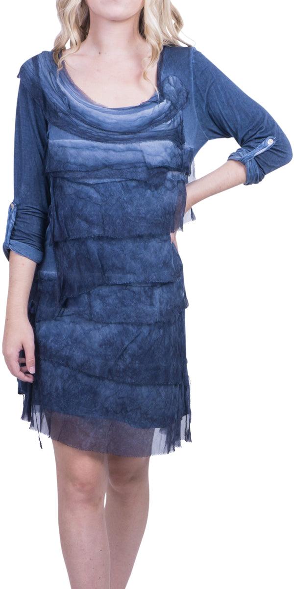 Siena Sleeve Dress - Gigi Moda - Made in Italy # 100% Silk, Dress, hand wash, italien dress, layered, Long Sleeve, Made in Italy, one size, OS, Ruffle, Sleeves, washable, washed