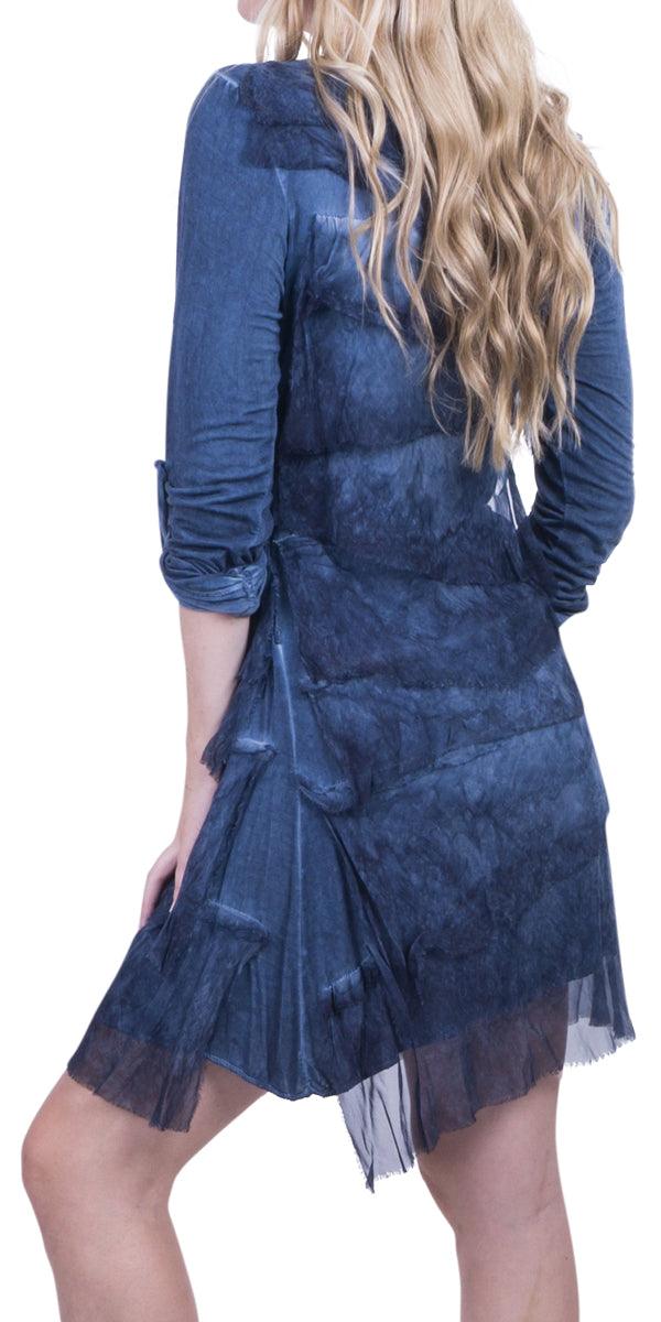 Siena Sleeve Dress - Gigi Moda - Made in Italy # 100% Silk, Dress, hand wash, italien dress, layered, Long Sleeve, Made in Italy, one size, OS, Ruffle, Sleeves, washable, washed