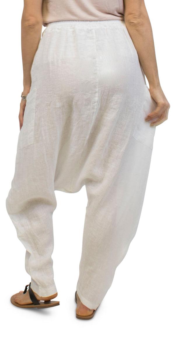 Gianara Sarouel Pants - Gigi Moda - Made in Italy # button details, gigi moda, harem, linen, made in italy, pant, Pocket, Sarouel, shop gigi moda