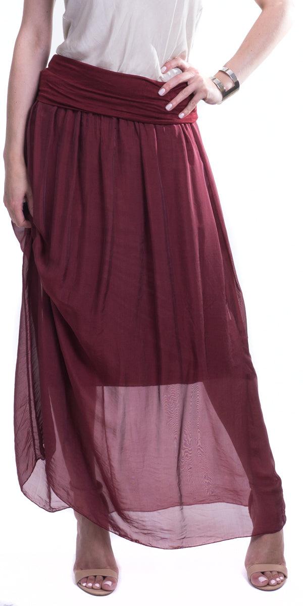 Sondra Maxi Skirt - Gigi Moda - Made in Italy # 100% Silk, color, fashion, flowing, flowy, Gigi Moda, long skirt, Made in Italy, OS, Silk, Skirt, spring, style, summer, two layer