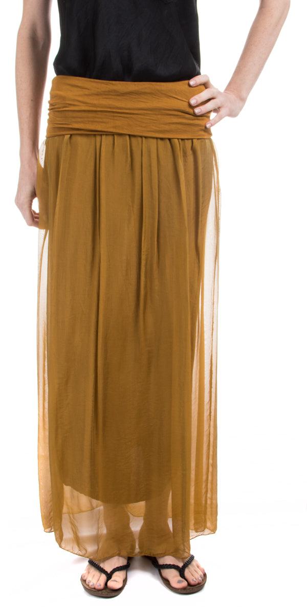 Sondra Maxi Skirt - Gigi Moda - Made in Italy # 100% Silk, color, fashion, flowing, flowy, Gigi Moda, long skirt, Made in Italy, OS, Silk, Skirt, spring, style, summer, two layer