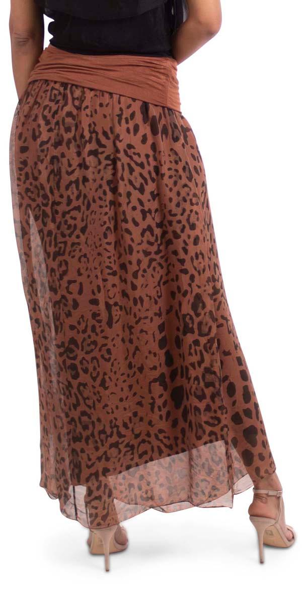 Sondra Leopard Maxi Skirt - Gigi Moda - Made in Italy # 100% Silk, Gigi Moda, leopard print, Made in Italy, MAXI SKIRT, one size, OS, resort wear, silk, silk skirt, viscose, washable