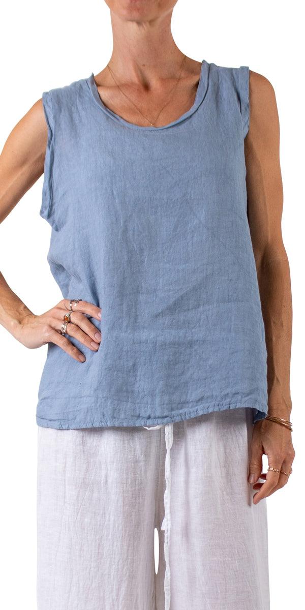 Gloria Top - Gigi Moda - Made in Italy # 100% Linen, Gigi Moda, italian top, Linen, Made in Italy, OS, Sleeveless, Top
