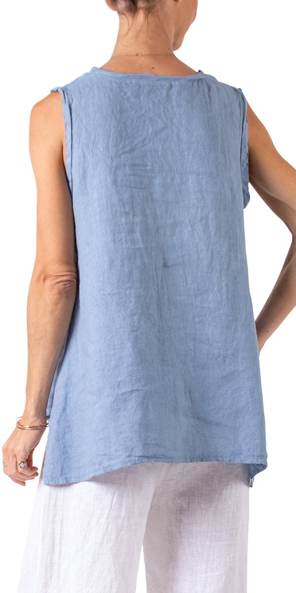 Gloria Top - Gigi Moda - Made in Italy # 100% Linen, Gigi Moda, italian top, Linen, Made in Italy, OS, Sleeveless, Top