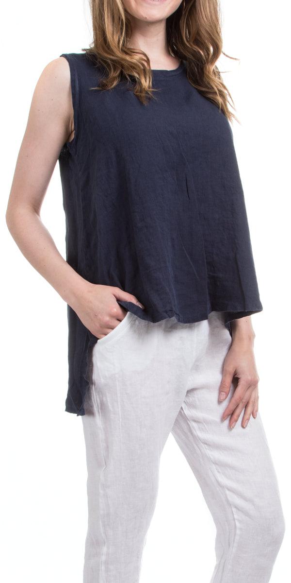 Gloria Top - Gigi Moda - Made in Italy # 100% Linen, Gigi Moda, italian top, Linen, Made in Italy, OS, Sleeveless, Top
