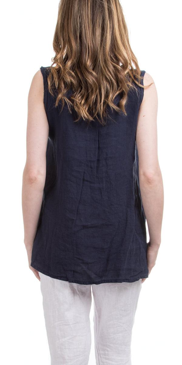 Gloria Top - Gigi Moda - Made in Italy # 100% Linen, Gigi Moda, italian top, Linen, Made in Italy, OS, Sleeveless, Top