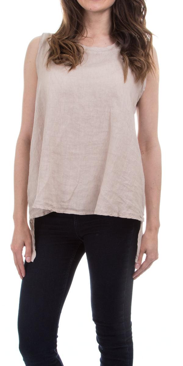 Gloria Top - Gigi Moda - Made in Italy # 100% Linen, Gigi Moda, italian top, Linen, Made in Italy, OS, Sleeveless, Top