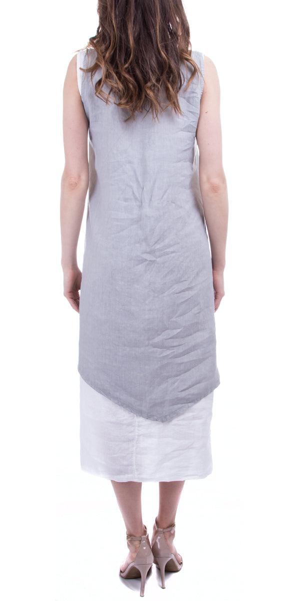 Athena Dress - Gigi Moda - Made in Italy # 100% Linen, Dress, Gigi Moda, Large, Layers, Linen, Made in Italy, Medium, Sleeveless, Small, Two Piece
