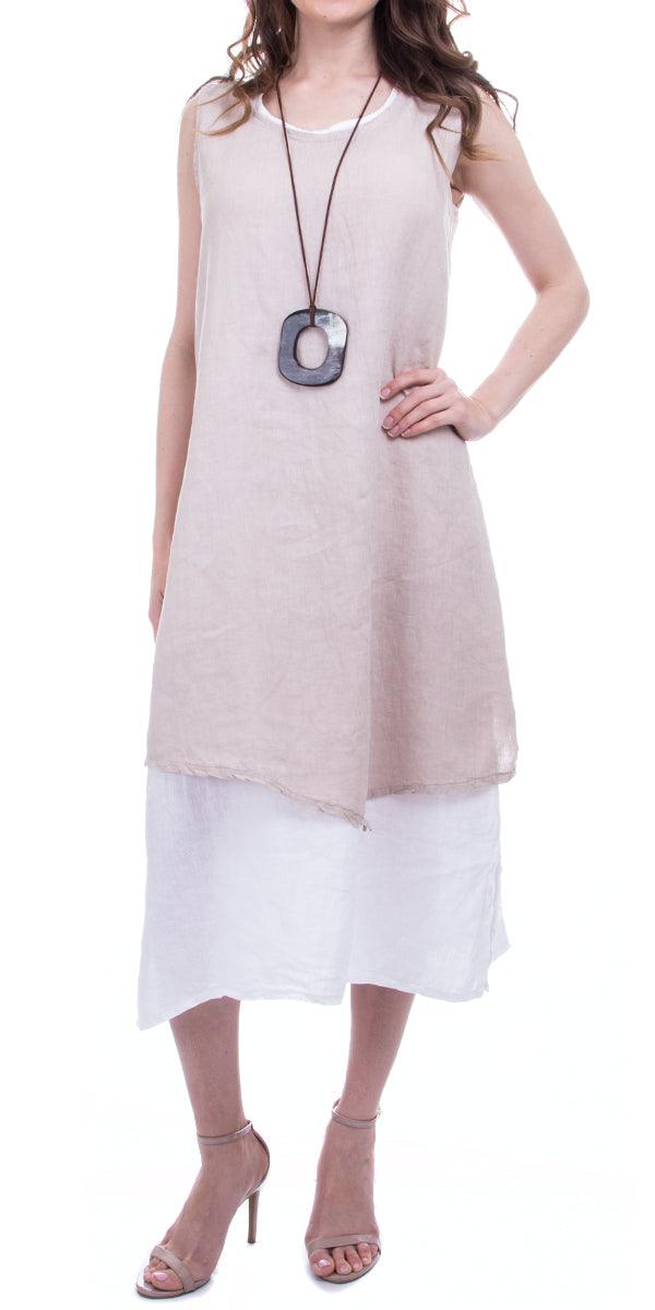 Athena Dress - Gigi Moda - Made in Italy # 100% Linen, Dress, Gigi Moda, Large, Layers, Linen, Made in Italy, Medium, Sleeveless, Small, Two Piece
