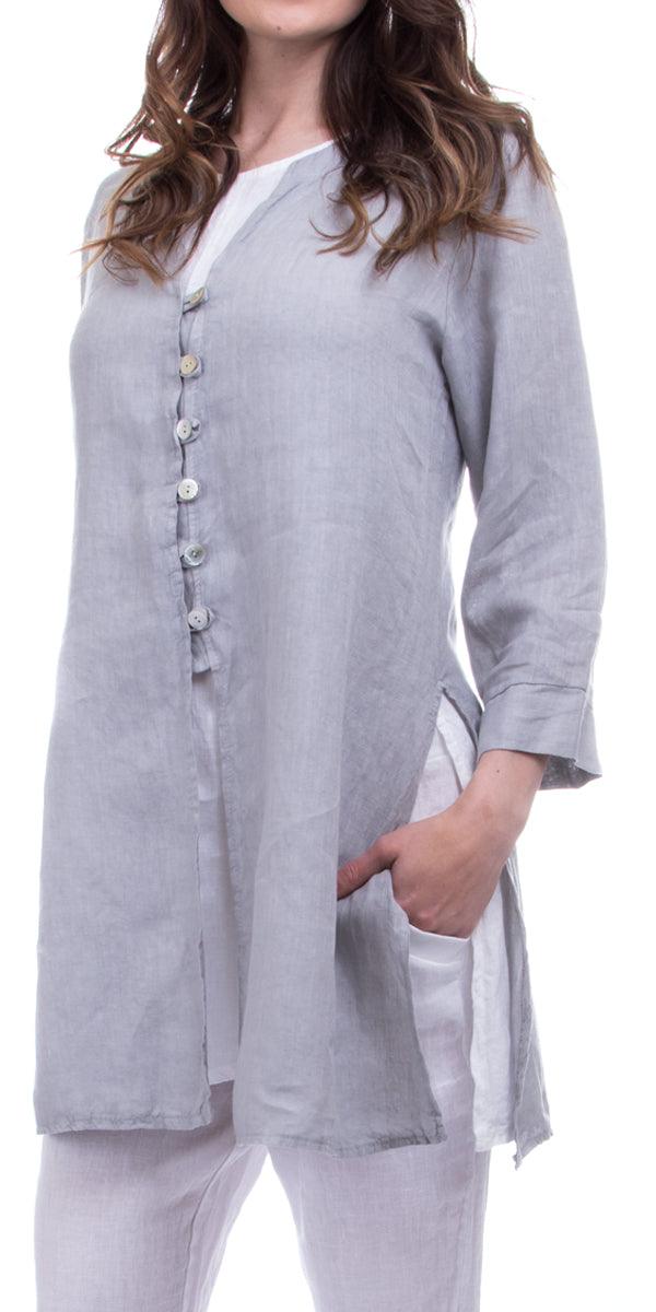 Tazia Tunic - Gigi Moda - Made in Italy # 100% Linen, Large, Linen, Made in Italy, Medium, Small, Top, Tunic, Two Piece