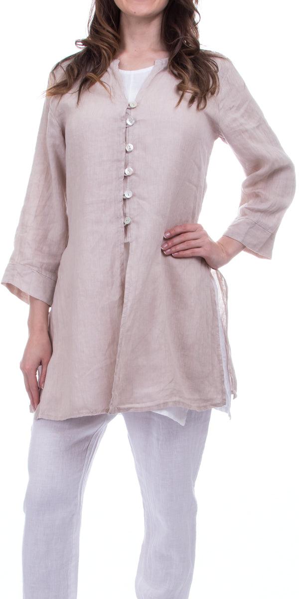 Tazia Tunic - Gigi Moda - Made in Italy # 100% Linen, Large, Linen, Made in Italy, Medium, Small, Top, Tunic, Two Piece