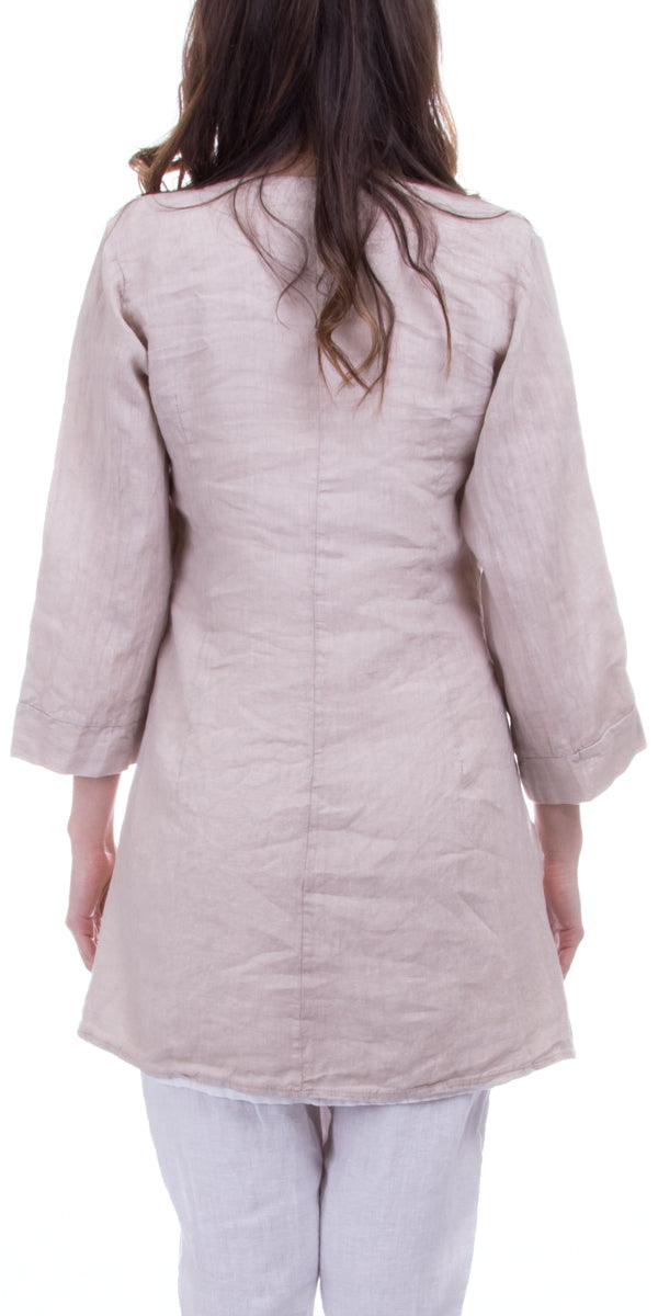Tazia Tunic - Gigi Moda - Made in Italy # 100% Linen, Large, Linen, Made in Italy, Medium, Small, Top, Tunic, Two Piece