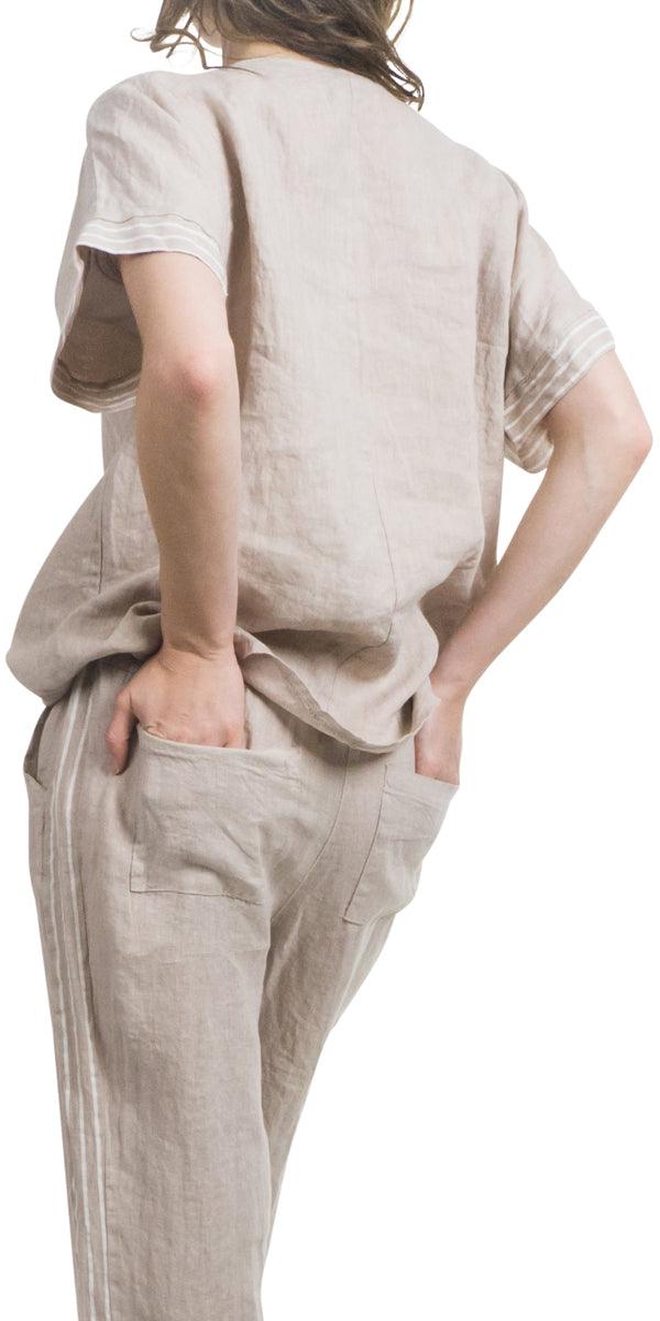 Plina Top - Gigi Moda - Made in Italy # 100% Linen, A688, Blouse, Gigi Moda, Made in Italy, OS, Sleeves, Top