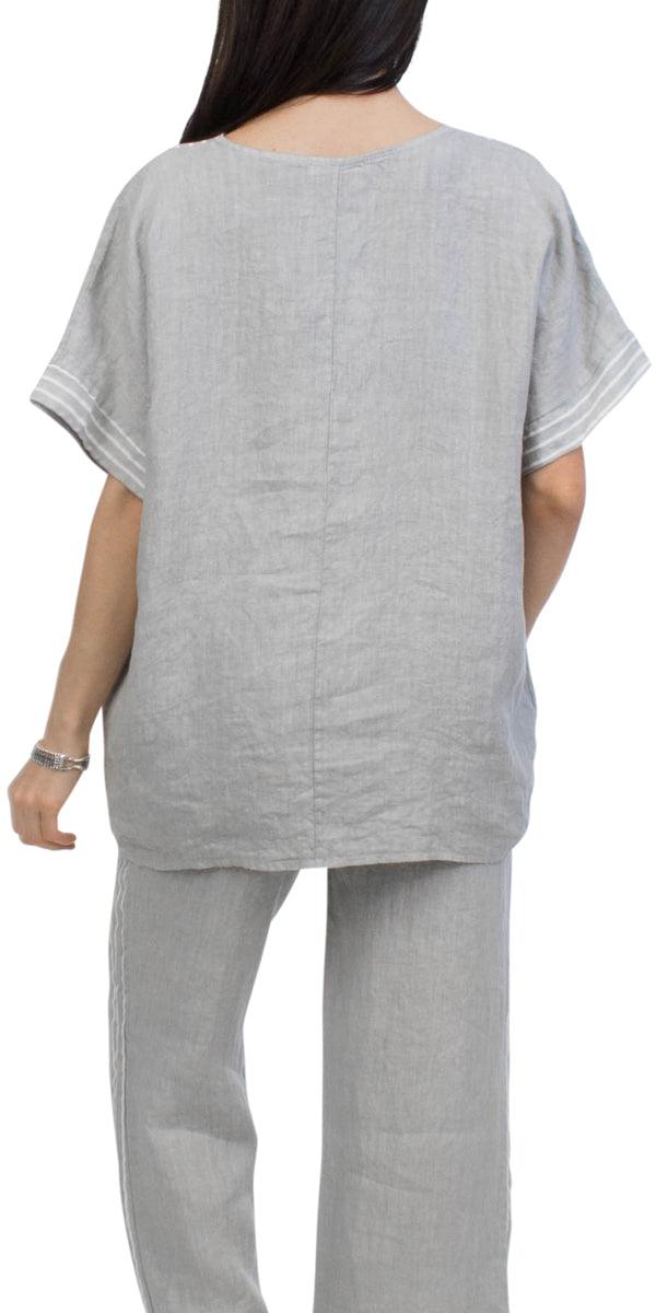 Plina Top - Gigi Moda - Made in Italy # 100% Linen, A688, Blouse, Gigi Moda, Made in Italy, OS, Sleeves, Top