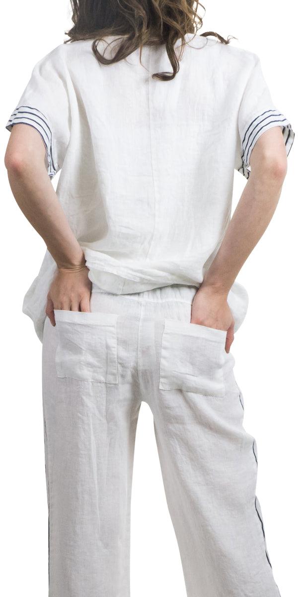 Plina Top - Gigi Moda - Made in Italy # 100% Linen, A688, Blouse, Gigi Moda, Made in Italy, OS, Sleeves, Top