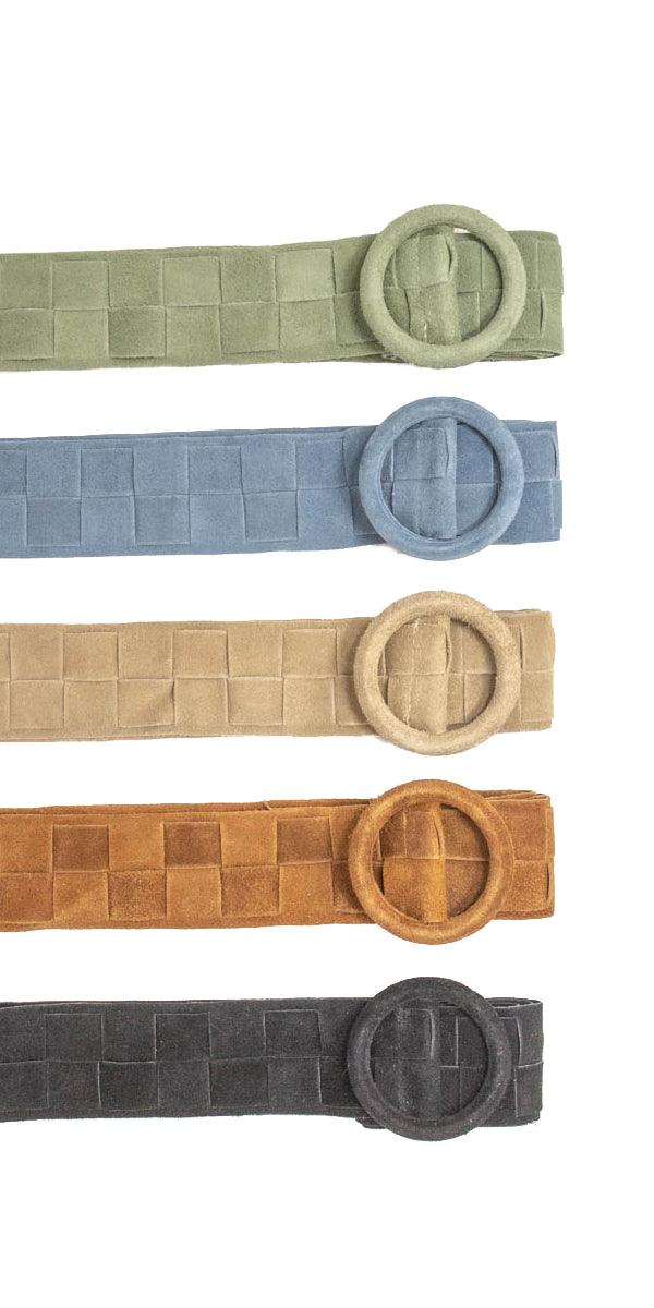 Jacqueline Leather Belt with Buckle - Gigi Moda - Made in Italy # belt, Buckle, genuine leather, italian leather, Leather, one size, Suede, waist tie belt, Woven